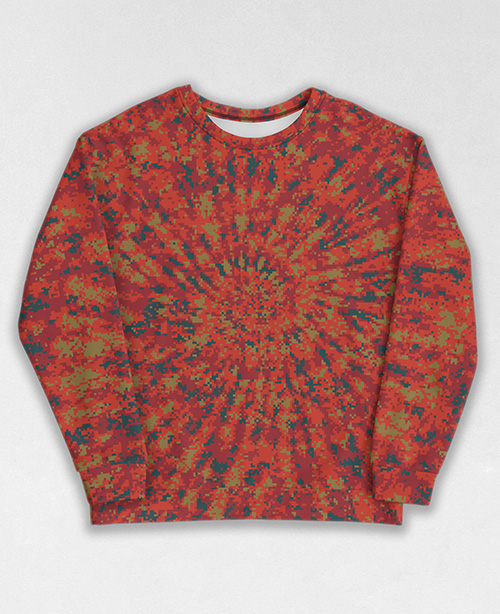 Tie-Dye-Camo Sweatshirt #1992. All over print, precision-cut, and hand-sewn. Super comfortable poly-cotton blend original Digital Camouflage designs by Dan Ellis vague.paris