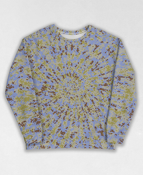 Tie-Dye-Camo Sweatshirt #1993. All over print, precision-cut, and hand-sewn. Super comfortable poly-cotton blend original Digital Camouflage designs by Dan Ellis vague.paris