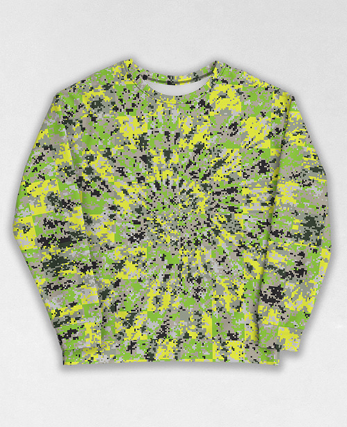 Tie-Dye-Camo Sweatshirt #1994. All over print, precision-cut, and hand-sewn. Super comfortable poly-cotton blend original Digital Camouflage designs by Dan Ellis vague.paris