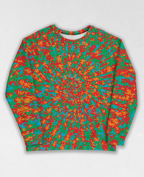 Tie-Dye-Camo Sweatshirt #1995. All over print, precision-cut, and hand-sewn. Super comfortable poly-cotton blend original Digital Camouflage designs by Dan Ellis vague.paris