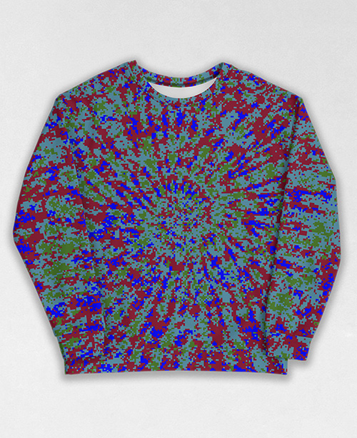 Tie-Dye-Camo Sweatshirt #1997. All over print, precision-cut, and hand-sewn. Super comfortable poly-cotton blend original Digital Camouflage designs by Dan Ellis vague.paris