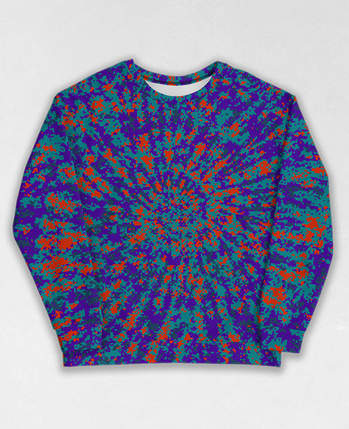 Tie-Dye-Camo Sweatshirt #1998. All over print, precision-cut, and hand-sewn. Super comfortable poly-cotton blend original Digital Camouflage designs by Dan Ellis vague.paris