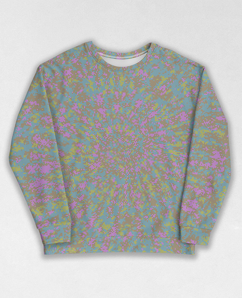 Tie-Dye-Camo Sweatshirt #2001. All over print, precision-cut, and hand-sewn. Super comfortable poly-cotton blend original Digital Camouflage designs by Dan Ellis vague.paris