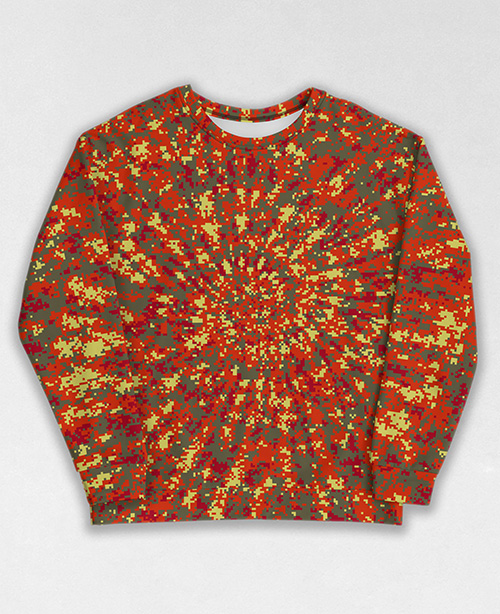 Tie-Dye-Camo Sweatshirt #2002. All over print, precision-cut, and hand-sewn. Super comfortable poly-cotton blend original Digital Camouflage designs by Dan Ellis vague.paris