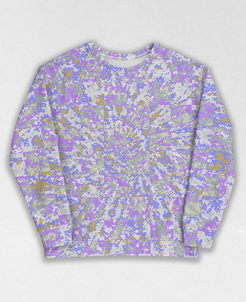 Tie-Dye-Camo Sweatshirt #2004. All over print, precision-cut, and hand-sewn. Super comfortable poly-cotton blend original Digital Camouflage designs by Dan Ellis vague.paris