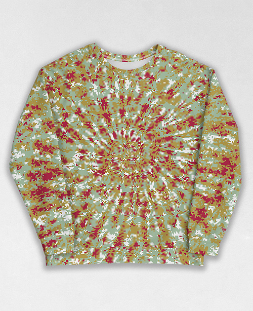 Tie-Dye-Camo Sweatshirt #2007. All over print, precision-cut, and hand-sewn. Super comfortable poly-cotton blend original Digital Camouflage designs by Dan Ellis vague.paris