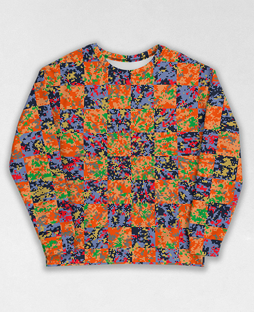 Tie-Dye-Camo Sweatshirt #2012. All over print, precision-cut, and hand-sewn. Super comfortable poly-cotton blend original Digital Camouflage designs by Dan Ellis vague.paris