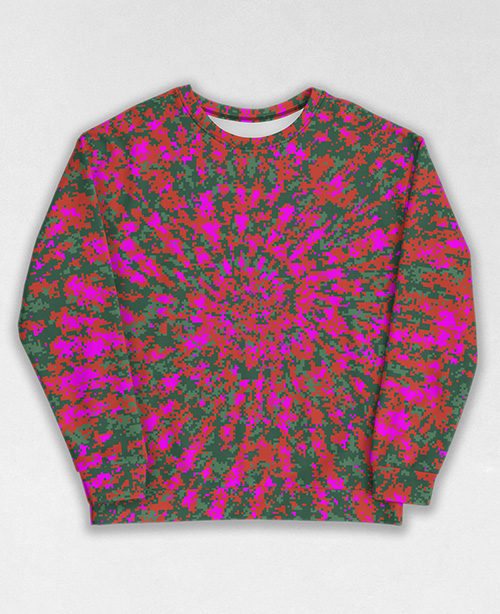 Tie-Dye-Camo Sweatshirt #2013. All over print, precision-cut, and hand-sewn. Super comfortable poly-cotton blend original Digital Camouflage designs by Dan Ellis vague.paris