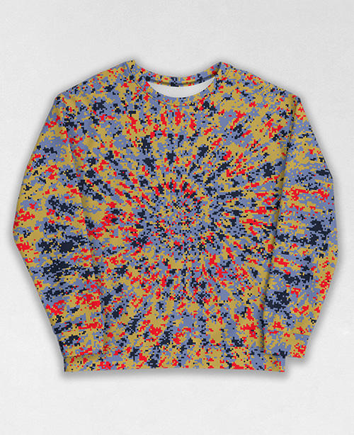 Tie-Dye-Camo Sweatshirt #2018. All over print, precision-cut, and hand-sewn. Super comfortable poly-cotton blend original Digital Camouflage designs by Dan Ellis vague.paris