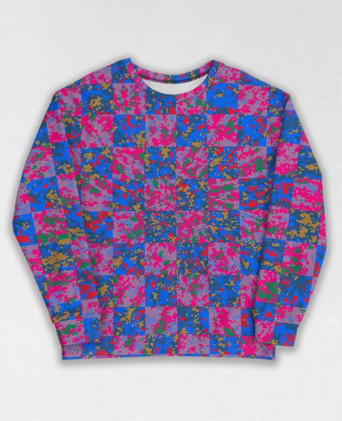 Tie-Dye-Camo Sweatshirt #2020. All over print, precision-cut, and hand-sewn. Super comfortable poly-cotton blend original Digital Camouflage designs by Dan Ellis vague.paris