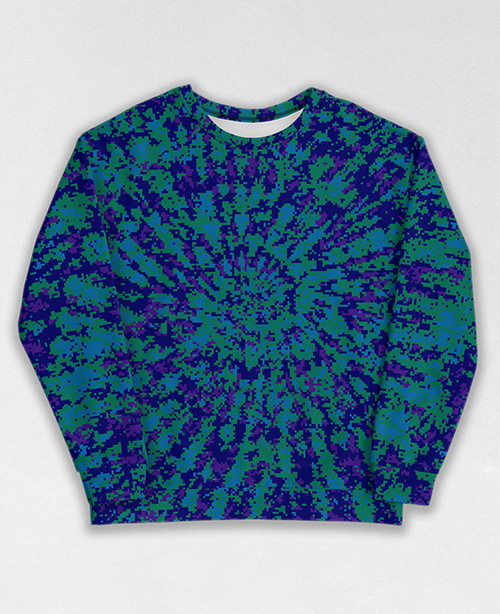 Tie-Dye-Camo Sweatshirt #2021. All over print, precision-cut, and hand-sewn. Super comfortable poly-cotton blend original Digital Camouflage designs by Dan Ellis vague.paris