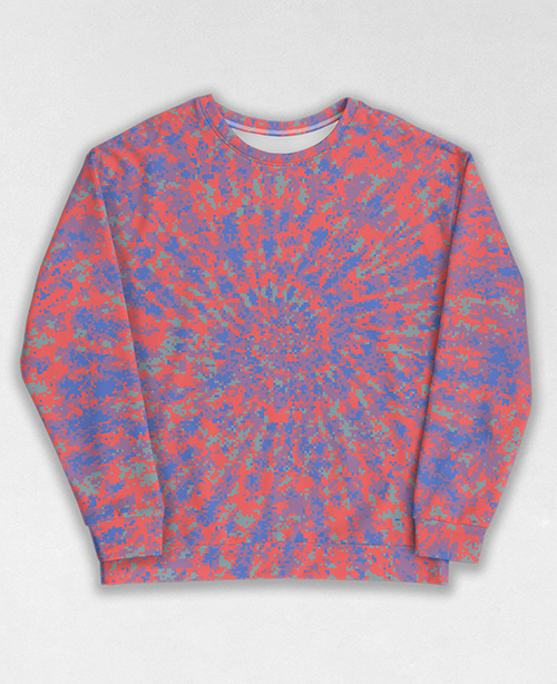 Tie-Dye-Camo Sweatshirt #2023. All over print, precision-cut, and hand-sewn. Super comfortable poly-cotton blend original Digital Camouflage designs by Dan Ellis vague.paris